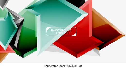 Minimal geometrical triangles with 3d effect abstract background template, vector modern minimal design