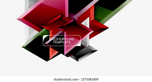 Minimal geometrical triangles with 3d effect abstract background template, vector modern minimal design