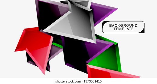 Minimal geometrical triangles with 3d effect abstract background template, vector modern minimal design