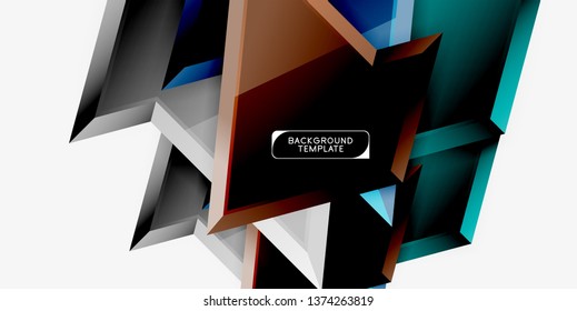Minimal geometrical triangles with 3d effect abstract background template, vector modern minimal design