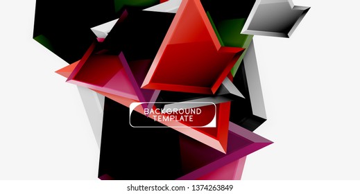 Minimal geometrical triangles with 3d effect abstract background template, vector modern minimal design