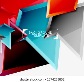 Minimal geometrical triangles with 3d effect abstract background template, vector modern minimal design