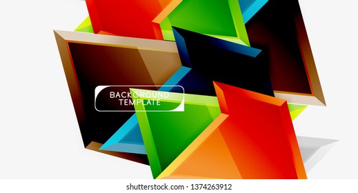 Minimal geometrical triangles with 3d effect abstract background template, vector modern minimal design