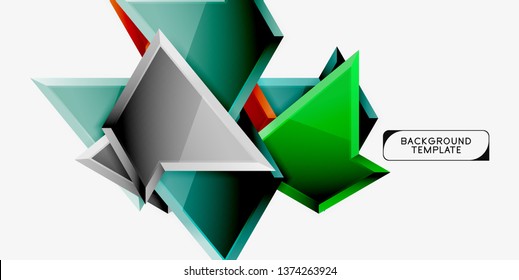 Triángulos geométricos mínimos con planilla de fondo abstracto de efecto 3d, diseño vectorial moderno mínimo