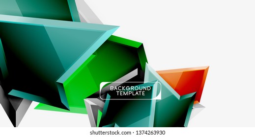 Minimal geometrical triangles with 3d effect abstract background template, vector modern minimal design