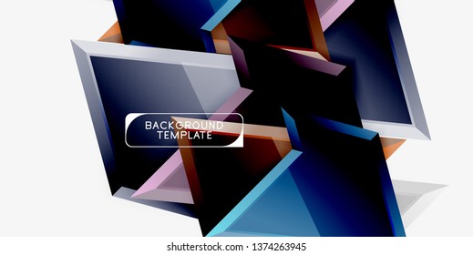 Triángulos geométricos mínimos con planilla de fondo abstracto de efecto 3d, diseño vectorial moderno mínimo