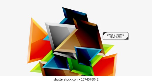 Minimal geometrical triangles with 3d effect abstract background template, vector modern minimal design