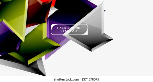 Minimal geometrical triangles with 3d effect abstract background template, vector modern minimal design