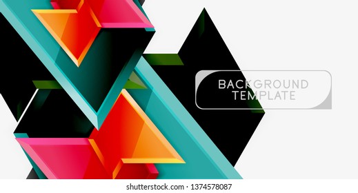 Minimal geometrical triangles with 3d effect abstract background template, vector modern minimal design