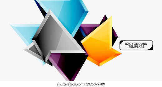 Triángulos geométricos mínimos con planilla de fondo abstracto de efecto 3d, diseño vectorial moderno mínimo
