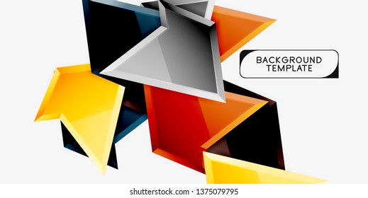 Triángulos geométricos mínimos con planilla de fondo abstracto de efecto 3d, diseño vectorial moderno mínimo