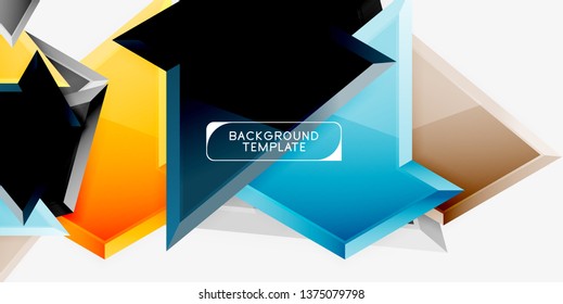 Minimal geometrical triangles with 3d effect abstract background template, vector modern minimal design