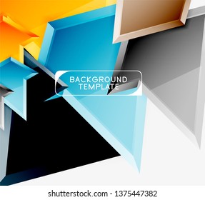 Triángulos geométricos mínimos con planilla de fondo abstracto de efecto 3d, diseño vectorial moderno mínimo