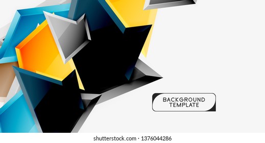 Minimal geometrical triangles with 3d effect abstract background template, vector modern minimal design