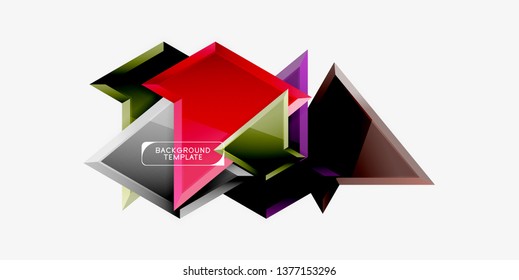 Minimal geometrical triangles with 3d effect abstract background template, vector modern minimal design