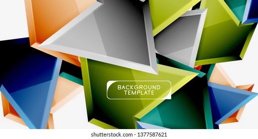 Minimal geometrical triangles with 3d effect abstract background template, vector modern minimal design