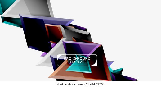 Minimal geometrical triangles with 3d effect abstract background template, vector modern minimal design