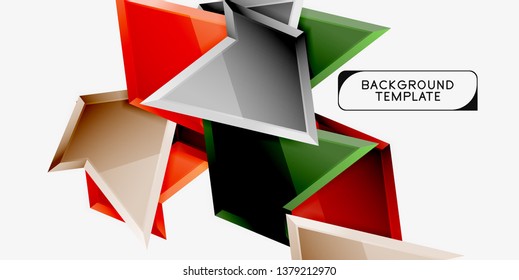 Minimal geometrical triangles with 3d effect abstract background template, vector modern minimal design