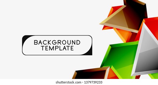 Minimal geometrical triangles with 3d effect abstract background template, vector modern minimal design
