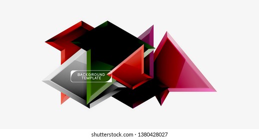 Minimal geometrical triangles with 3d effect abstract background template, vector modern minimal design