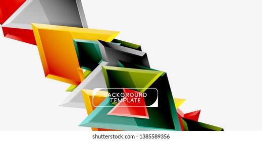 Minimal geometrical triangles with 3d effect abstract background template, vector modern minimal design
