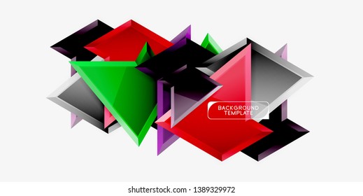 Minimal geometrical triangles with 3d effect abstract background template, vector modern minimal design