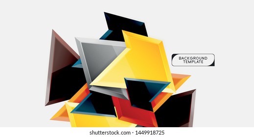 Triángulos geométricos mínimos con planilla de fondo abstracto de efecto 3d, diseño vectorial moderno mínimo
