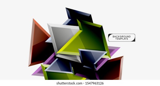 Minimal geometrical triangles with 3d effect abstract background template, vector modern minimal design