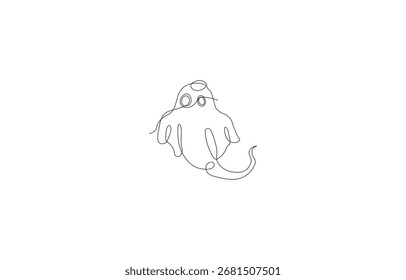Ilustração de vetor de desenho de uma linha de fantasma mínima. Projeto de arte de linha contínua simples de um personagem fantasma assustador, perfeito para decorações de Halloween, cartazes, convites, cartões de saudação, panfletos de festa