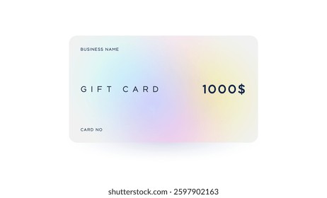 Minimal gift card design vector with 100, 300, 500 and 1000 dollar. Shopping gift card in minimal design.