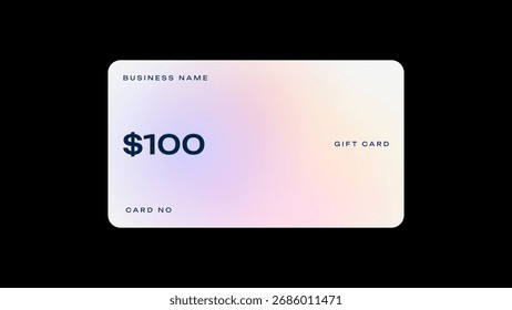 Valor mínimo de Tarjeta de regalo de $100. Tarjeta de regalo de compras en diseño minimalista. 
