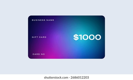 Valor mínimo de Tarjeta de regalo de $1000. Tarjeta de regalo de compras en diseño minimalista. 
