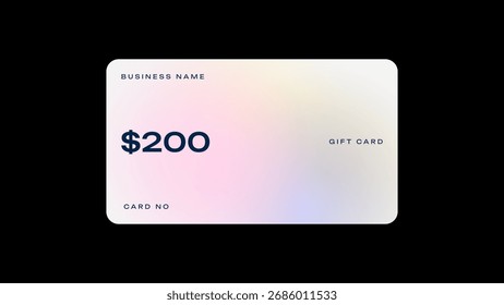 Minimal gift card value of $200. Shopping gift card in minimal design. 