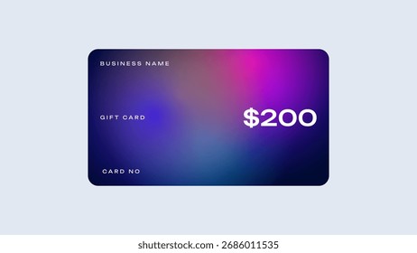 Valor mínimo de Tarjeta de regalo de $200. Tarjeta de regalo de compras en diseño minimalista. 