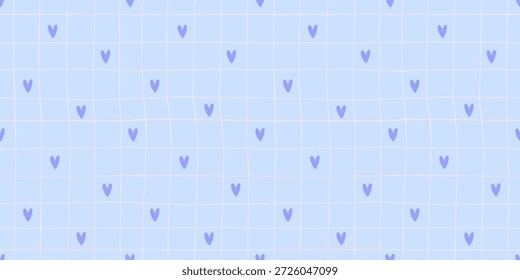 Patrón de corazón de gingham mínimo con colores románticos suaves. Conveniente para la impresión de la tela, las servilletas de la comida campestre, y la decoración simple del día de San Valentín.
