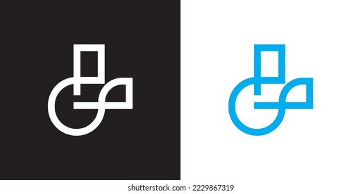 Minimal GL logo. Icon of a LG letter on a luxury background. Logo idea based on the GL monogram initials. Professional variety letter symbol and LG logo on black and blue background.