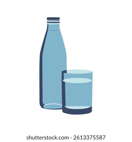 Minimal Glass And Bottle of Water Vector