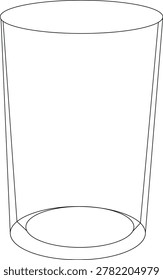 Minimal glass outline vector illustration with clean line art and simple contour design. Perfect for drink concepts, kitchen graphics, beverage icons, restaurant menus, packaging, and creative design projects. Isolated outline style with editable vector format.