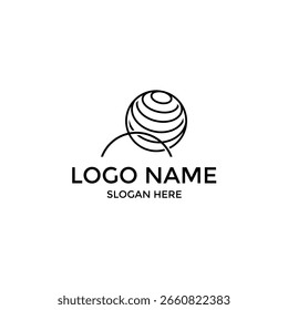 Logotipo de globo mínimo con líneas curvas que se cruzan.