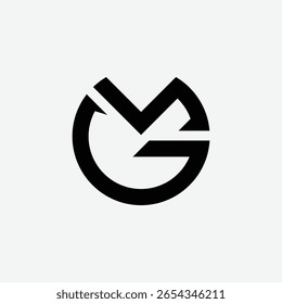 Diseño de logotipo de círculo GM o MG mínimo ideal para finanzas, mercado de valores y uso de marca corporativa.
