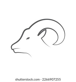 Minimal Goat Head Logo - A sketch of a Goat head. Goat Head Line Icon. Vector illustration on a white background.