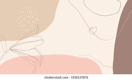 Minimal and Gold abstract wall arts vector collection.  Soft earth tones color, Organic shape hand draw background design for wall framed prints, canvas prints, poster, home decor, cover, wallpaper. 
