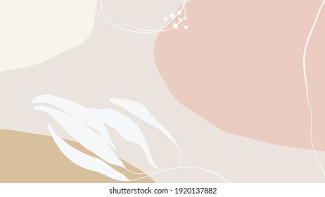 Minimal and Gold abstract wall arts vector collection.  Soft earth tones color, Organic shape hand draw background design for wall framed prints, canvas prints, poster, home decor, cover, wallpaper. 