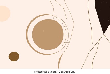 Minimal and Gold abstract wall arts vector collection. Soft earth tones color, Organic shape hand draw background design for wall framed prints, canvas prints, poster, home decor, cover, wallpaper.