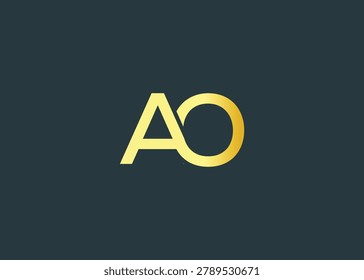Minimal gold AO monogram logo. Elegant Luxury Branding Mark For Agency Or Business Identity