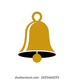 Vetor de sino de ouro mínimo com clapper dentro, ilustração festiva plana simples isolado no fundo branco
