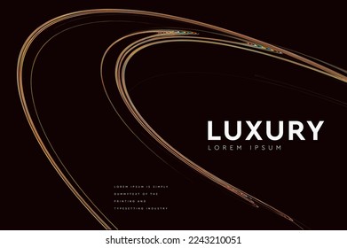 Minimal gold circle on the black background. Abstract geometry shapes for cover, invitation, banner, placard, brochure, poster, card, flyer. Vector illustration