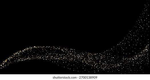 Flujo mínimo del brillo del oro en el fondo negro