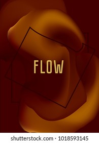 Minimal Gold Gradient Flow Cover. Duo Tone Cover Design. Geometry Halftone Banner. Minimalist Hipster. Trendy Geometric Journal. Bright Modern Vector Poster. Abstract Fluid Shape Template. Cool Design
