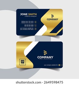 Minimal Gold and White Business Card with Diagonal Modern Lines